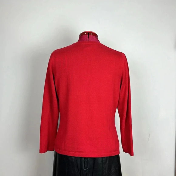 Carole Reed petite red long sleeve V-neck sweater multi-size adhesive sparkles - Picture 3 of 6